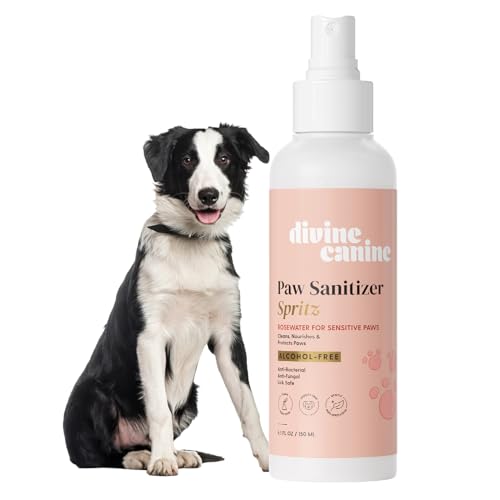 Image of Dog Paw Cleaner Spray - Rosewater No-Rinse Wash - 5.1 Fl Oz | Alcohol-free rosewater dog paw cleaner spray with aloe, copaiba & lemongrass for sensitive paw pads - no rinse wash