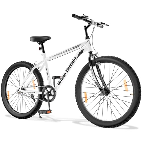 Image of Urban Terrain Galaxy Steel High Performance Mountain Cycles for Men with Rigid Fork MTB Bike 27.5 inch Single Speed | Ideal for 15+ Years, Frame Size : 17 Inch (White)