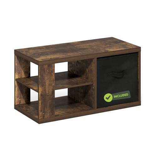 Image of Furinno Viola 3-Tier Modern Coffee Table, Printer Stand, Amber Pine | 1.2-inch Extra Thick Tabletop Center Table, Side Table, Open Shelf, 1x Storage Bin, for Living Room, Bedroom, Home Office