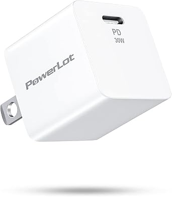 30W USB-C Power Adapter PowerLot GaN III USB C Wall Charger, PD USBC Fast Charger Block for iPhone 15/15 Pro/15 Pro Max/15 Plus/14/13/12/11, Pixel 7/7 Pro, iPad Pro/Air, AirPods, iWatch, MacBook Air
