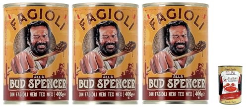 Fagioli alla Bud Spencer - Frijoles negros Tex-Mex en salsa 400 g - listo para calentar, rico en fibra, receta italiana - vegetariano/vegano, 3x 400g + Italian Gourmet Polpa 400g