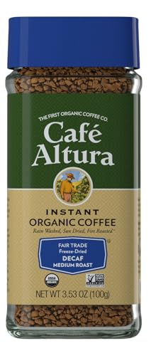 Café Altura Decaf Freeze Dried Instant Organic Coffee, 3.53 oz Jar