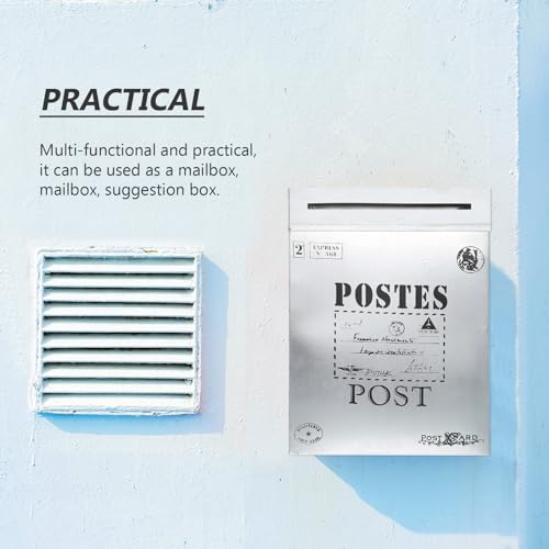 Buzón de pared espacioso de hierro para evitar que las cartas y el periódico se mojen fuera 7