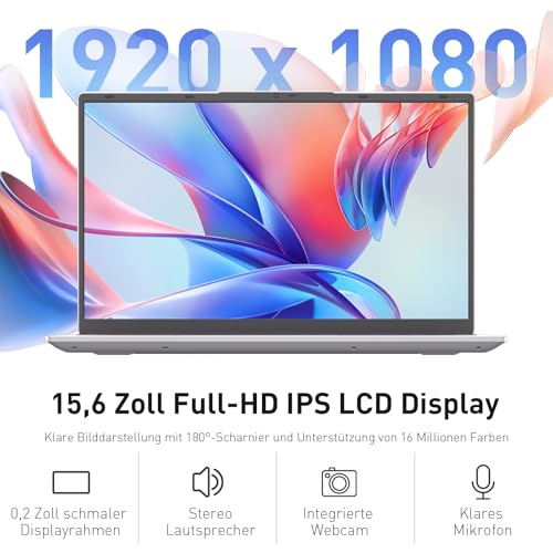 Auusda Laptop 15,6 Zoll, Notebook mit 8GB RAM 256GB SSD, Fingerabdrucksensor, beleuchtete Tastatur, 3250C Prozessor, Ziffernblock, Privacy Kameraabdeckung, leicht & ideal für Büro und Schule 4