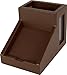 Victor B9505 Desk Pencil Cup with Angled Note Holder, Frosted Glass Window For Professional Look, Great in any Home or Office, Mocha Brown
