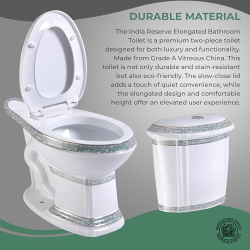 Renovators-Supply-India-Reserve-Elongated-Two-Piece-Bathroom-Toilet-Green-Finish-08-GPF16-GPF-WaterSense-Porcelain-Dual-Flush-ADA-Decorative-Toilet Renovators Supply India Reserve Elongated Two Piece Bathroom Toilet Green Finish 08 GPF16 GPF WaterSense Porcelain Dual Flush ADA Decorative Toilet