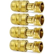 Quick Connect Hose Fittings Cyprium Garden Hose Quick Connect with Water Stop Hose Quick Connect Fittings Brass Hose Connector Easy Connect and Release 3/4 inch 4 Sets