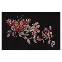 Thea Gouverneur - Borduurpakket met telpatroon - 439 - Voorgesorteerde DMC Garens - Vlinder Kamperfoelie - Linnen - 29 cm x 18 cm - DIY Kit