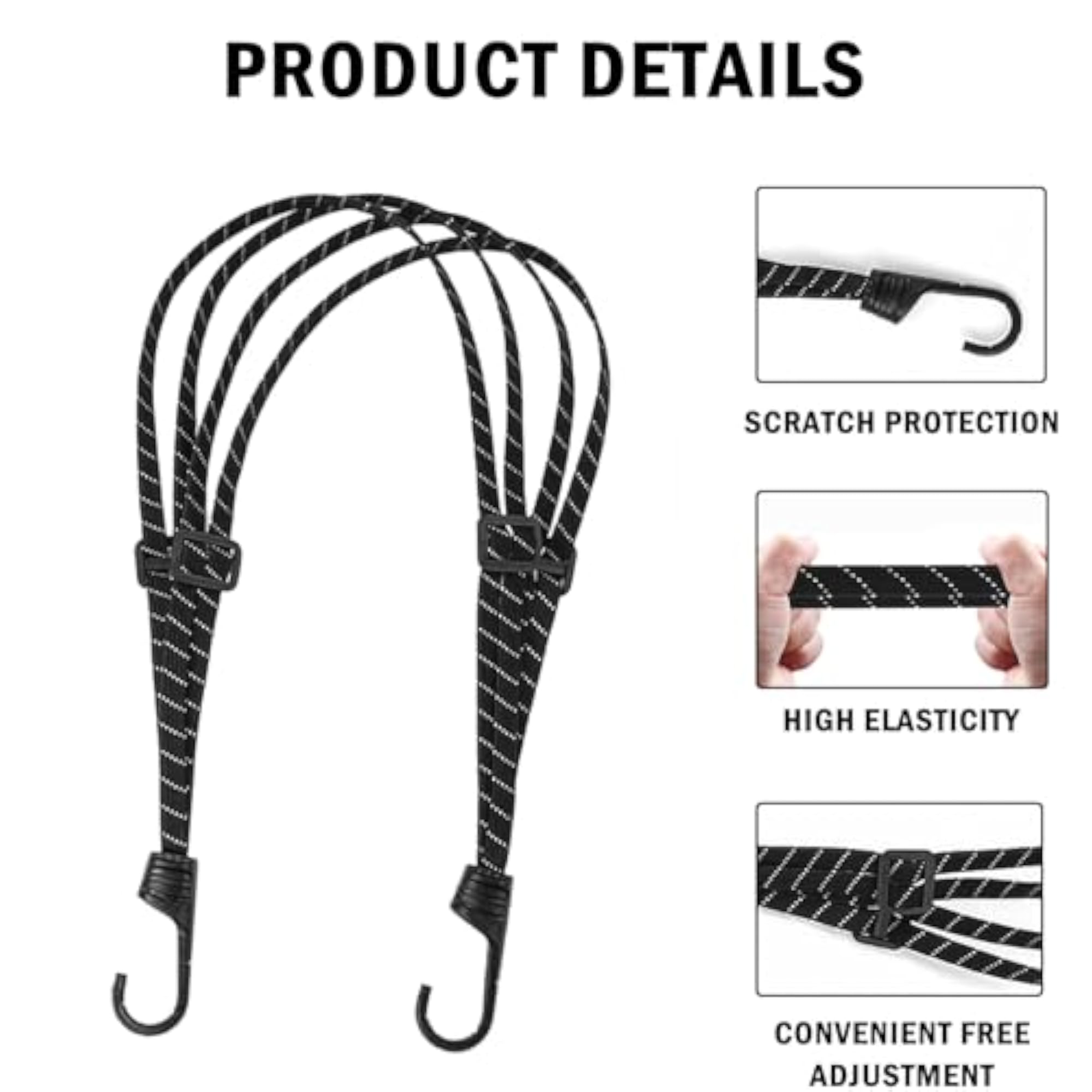 3Pcs Heavy Duty Helmet Luggage Straps with Hooks