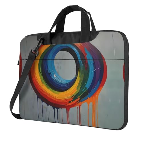 Sac à bandoulière pour ordinateur portable avec impression artistique cercle de peinture