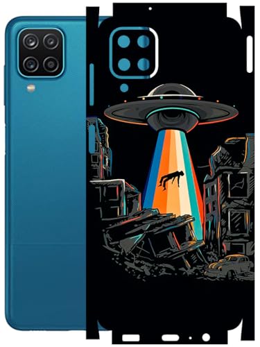 Image of AtOdds - Full Body Back Screen Guard Protector Film - Lamination Wrap Skin Sticker Compatible with Samsung Galaxy M12 | Scratchproof Matte Finish (Alien Invade)