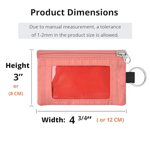 Image of RFID Blocking Travel Wallet with Adjustable Lanyard, Small Nylon Zipper Pouch and Badge Holder for ID, Credit Cards, Cash, Keys, Commuters (BlazingOrange+CoralBlush)