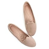 SAILING LU Women Round Toe Flats Comfortable Ballet Flat Shoes for Women Dressy Slip-ons Loafers Khaki Size 8.5