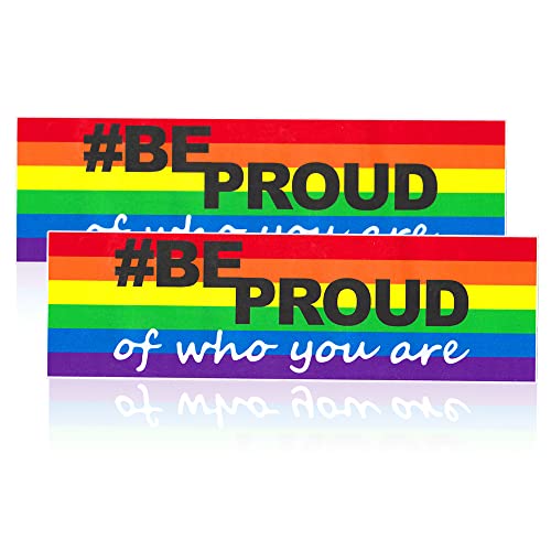 ALIBBON Gay Pride Stickers - 2 Rainbow Decals for Car, Laptop & Refrigerator