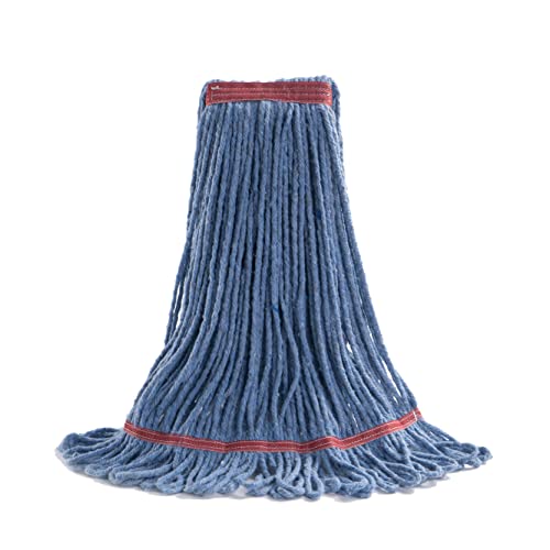 Matthew Cleaning 24Oz Heavy Duty Mop Head Commercial Replacement For General And Floor Cleaning, Wet Industrial Blue Cotton Looped End String Head Refill (Pack Of 3) Blue #TOP4