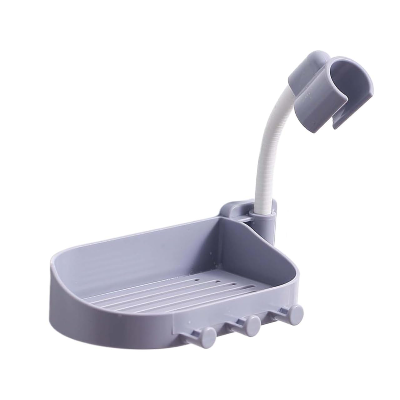 FLYIODFCXV shower head bracket, Adjustable Angle with Soap Dish Shower Handle Holder Comes with Hook Hose(Gray)