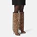 XBKXMK Women's Bow Knee High Boots for Women Round Toe Stiletto Heel Tall Boots Fashion Slip on Wide Calf Long Booties Leopard
