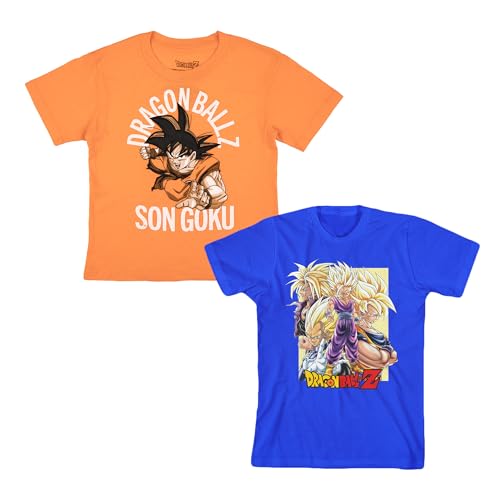 Bioworld Dragon Ball Super Saiyan Characters Boy's 2-Pack Crew Neck Short Sleeve T-Shirt Set