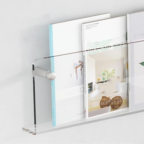 Acrylic Wall Mount Magazine Rack Set - 2PCS, 15.7in Hanging Organizer for Bathroom, Office, Newspapers, Brochures, Files & Vinyl Records Storage Display Shelf