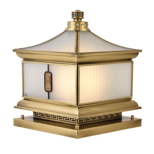 Lampe jardin en cuivre pour poteau et applique murale dorée de 30 cm
