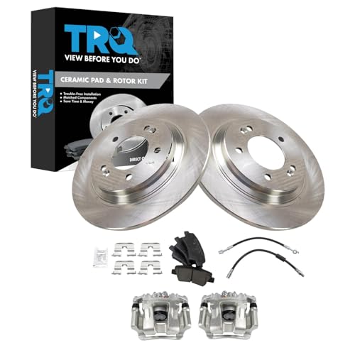 Image of TRQ Rear Brake Pad and Rotor Set Ceramic Calipers Compatible with 2014-2015 Kia Optima