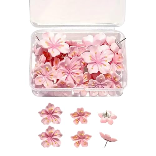 JIHUOO Lot de 30 punaises décoratives en forme de fleur en liège pour tableau d'affichage, tableau d'affichage, punaises pour photos, décoration murale