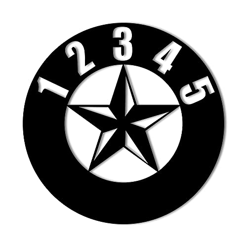 Personalized Nautical Star Metal House Number Round Address Plaque | Red, Black, Or Silver | Custom Texas Street Address Metal Wall Sign Wall Art Customized Outdoor Address Marker - Made In Usa #TOP7