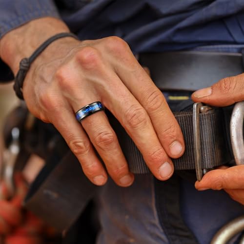 king will mens wedding band with foils inlay blacksilvergold beveled edge glowstone ring 6mm8mm tungsten carbide rings comfort fit