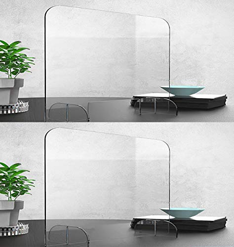 Sneeze Guard-30W x 24H Clear Acrylic 6mm Table Divider Stand Barrier Premium Plexiglass Protective Shield for Office, Reception, School (No Transaction Window)