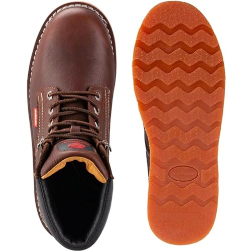 SUREWAY 6 in Mens Heavy Duty Soft/Steel Toe Work Boots for Men,Goodyear Welted,Full Grain Leather,Slip Resistant,EH Safety Industrial Construction Boot,Steel Toe Dark Brown,Size 94