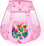 GIEMIT Pop Up Spielzelt Bällebad Ballpool Pop Up Zelt Kleinkind Bällchenpool Kinder Faltbare Ball Grube (120 * 77 * 47CM) (Rosa Sterne, Bälle Nicht Enthalten)