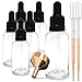 6 flacons de 20 ml en verre transparent avec pipette compte-gouttes | 6 bouteilles pour aromathérapie, huiles et parfums + entonnoir + 2 pipettes graduées (1 ml et 3 ml) + 6 étiquettes adhésives