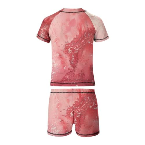 Red Glittery SparklesChildren's Casual Swimsuit Set - Simple and Versatile7-9Y（120cm）3