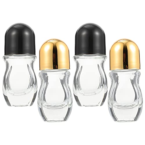 Uonlytech 4pcs Glass Roll- On Bottles 30ml Roll- on Perfume in Empty Bottles Essential Oil Roller for Travel and Home Use