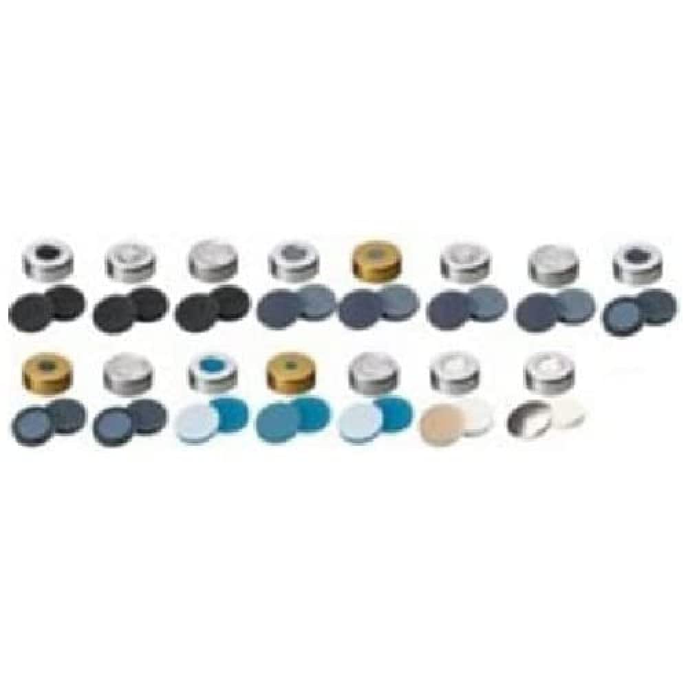 neolab 7 – 0827 bördelkappe magnético con orificio, ND20, silicona azul/PTFE transparente/oro (100 unidades)