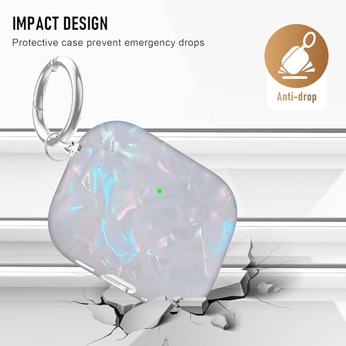Image of Compatible Airpods Pro 3 Case (2025),Design Shell Print Silicone Protective Cases for Apple AirPods Pro 3rd Generation Case,Airpod Pro 3 Cover with Keychain&Cleaner Kit for Women /Girls,White Shell