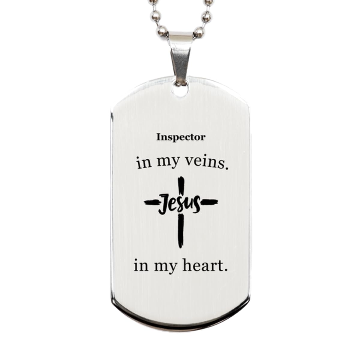 Inspector Gifts Idea. Inspector in My Viens. Jesus in My Heart. Proud Jobs Silver Dog Tag. Gifts for Inspector Friends, Bae, Girlfriend