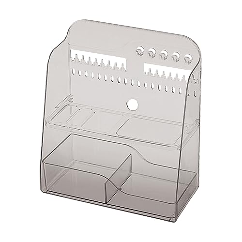Scatola di Stoccaggio Cosmetico di Grande Capacità, Comodi Oggetti di Organizzazione e Recupero, Scatola di Archiviazione Desktop in Plastica per Gioielli Accomodanti, Cosmetici (Grigio trasparente)