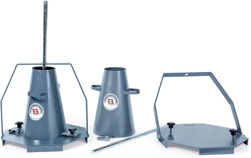 Concrete Slump Test Kit with Tamping Rod, 16mm x 600mm Steel Construction, Testing Equipment Set