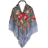 Matériau : châle de style russe fabriqué en coton et polyester. C'est une écharpe folklorique traditionnelle avec imprimé floral