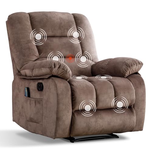 Sillón ergonómico reclinable marrón de terciopelo miniatura 1