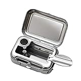  DXIA Mini Cenicero de Bolsillo Portátil, Cenicero Cuadrado de Acero Inoxidable, Rectangular con Tapa, Cenicero de Metal, Cenicero de Cigarrillo para Fumar en Interiores o Exteriores