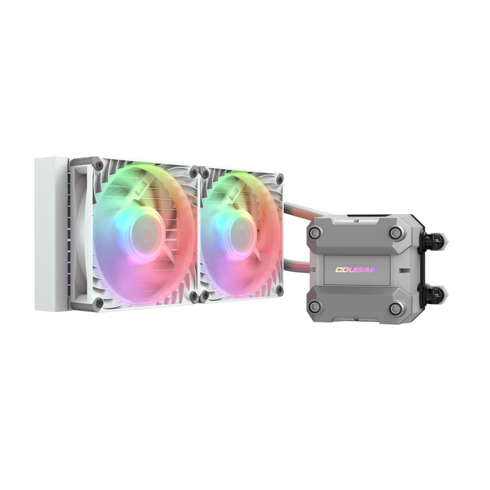 COUGAR CGR-PSDUTRGB-W-240 Poseidon Ultra ARGB Simple Water Cooling Cooler with 9.4 in (240 mm) White Color Model for Improved Cooling/Quiet