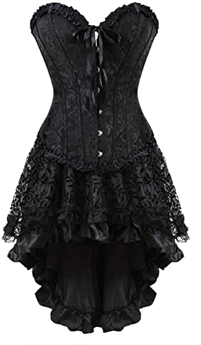 SZIVYSHI Korsett Damen - Schwarz Corset - Corsage Kleid Mini Rock Petticoat...