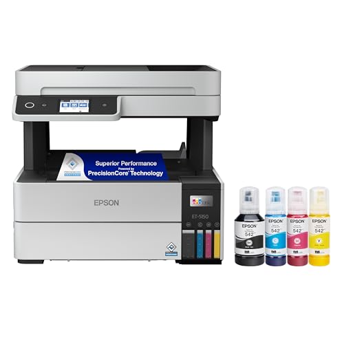 Image of Epson EcoTank Pro ET-5150 Wireless Color All-in-One Supertank Printer with Scanner, Copier, Plus Auto Document Feeder. Full 1-Year Limited Warranty (Renewed Premium),White