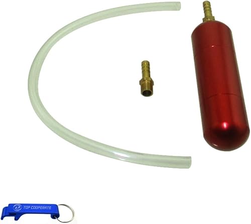 Botella de energía de aluminio rojo para 2 tiempos, 50 cc, 60 cc, 80 cc, bicicleta motorizada a gas, bicicleta de empuje para 47 cc 49 cc Mini Moto