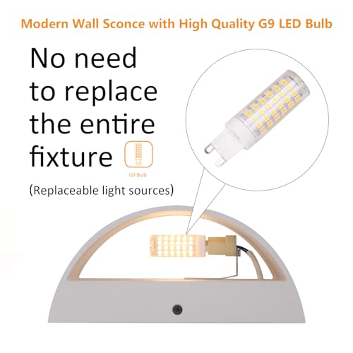 Aipsun 4 Pack Aluminum Modern Indoor LED Wall Sconce Hardwired Interior Wall Lights Up and Down Wall Mount Light for Living Room Bedroom Corridor Conservatory Warm White 3000K(with G9 Bulbs) - Thumbnail 3