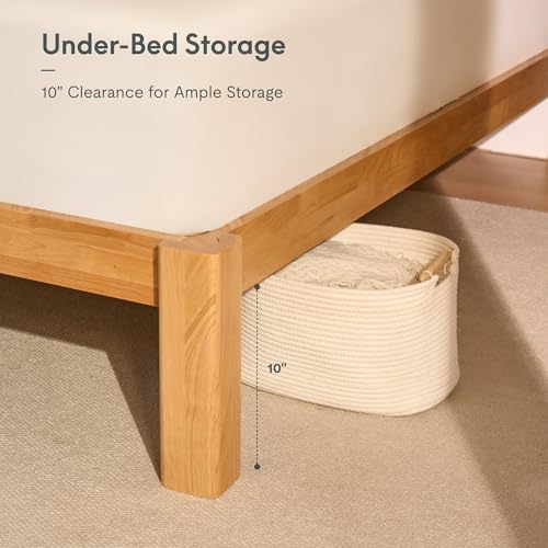 Image of FLEXISPOT Hako G2 Japanese Joinery Bed Frame, Solid Rubberwood Queen Platform Bed, IAS & SGS Certified, Japandi Minimalist Style, Noise-Free, No Tools Assembly, 10-Year Warranty, Natural Oak