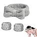 Fascia Capelli Donna Trucco,di Polsini per il Lavaggio del Viso,3 Pezzi Polso per Spa Elastico,Bowknot Elastica Fascia per Trucco,Adatto per Lavaggio Viso,Trucco,Doccia,Terme,Massaggi ect(Grigio) immagine