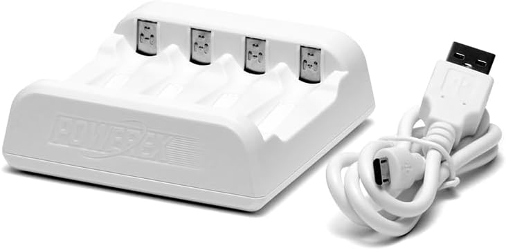 Powerex PRO High Capacity Rechargeable AA NiMH Batteries (1.2V, 2700mAh) (2nd Gen, 4-Pack + USB Charger)